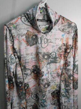 Snoskins Women's Floral Print Multicolor Long Sleeve Base Layer Turtleneck-XL